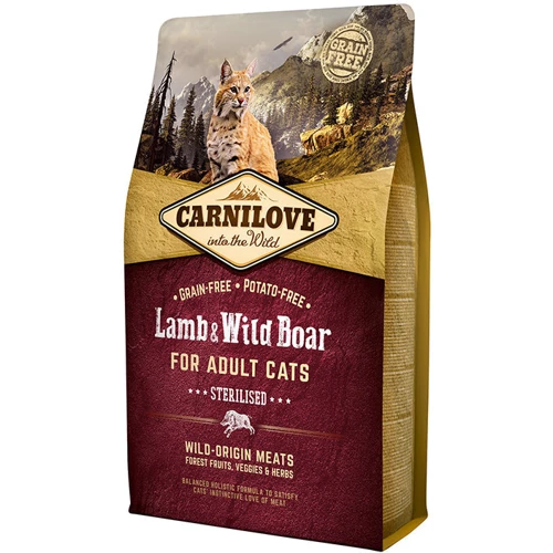 Сухой корм для взрослых стерилизованных кошек Carnilove Lamb & Wild Boar Sterilised 2 кг (8595602512317)