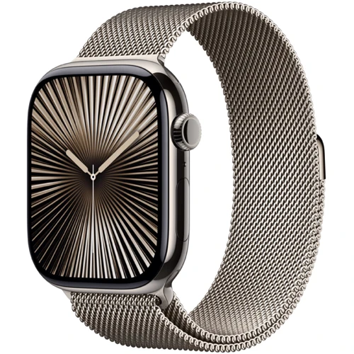 Apple Watch Series 10 46mm GPS + Cellular Natural Titanium Case with Natural Milanese Loop - S/M (MC7Q4)