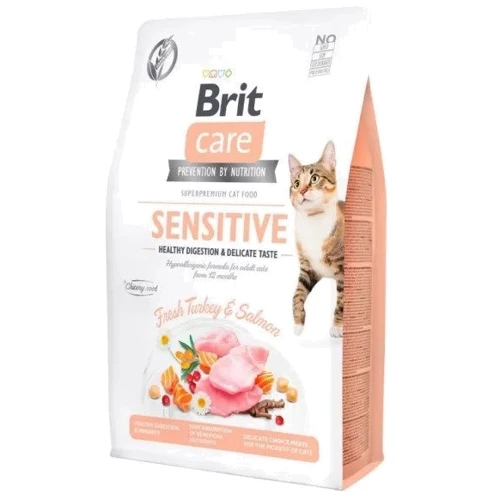 Сухой корм Brit Care GF Sensitive Healthy Digestion and Delicate Taste для котов с чувствительным пищеварением Индейка и лосось 400 г + суп 75 г (2700000049464): Возраст Взрослые