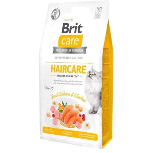 Сухой корм Brit Care GF Haircare Healthy and Shiny Coat для котов для ухода за шерстью Лосось и курица 400 г + суп 75 г (2700000049457): Класс Супер премиум