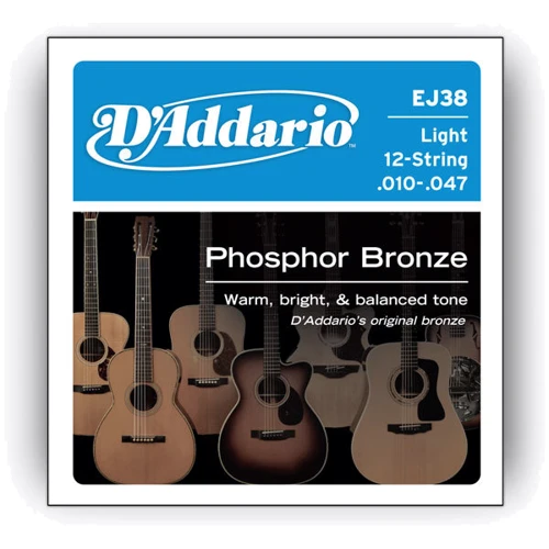 Струна для гитар Струны Струны D`ADDARIO EJ38 PHOSPHOR BRONZE LIGHT 12-STRING 10-47: Тип Комплект струн