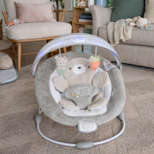 Кресло-качалка Ingenuity InLighten Bouncer Nate (16667): Дополнительные удобства Ремни безопасности, регулируемая спинка, блок с музыкой, дуга с игрушками, Вибрация