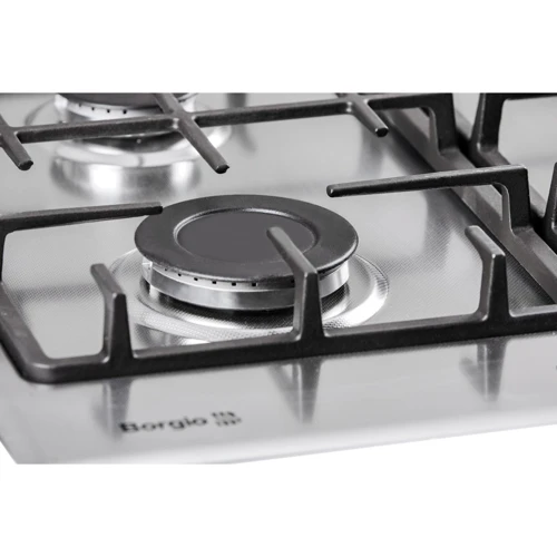 Варильна поверхня газова Borgio 6721-17 (Linen Inox): Робоча поверхня нержавіюча сталь