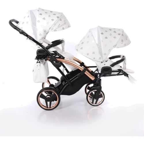 Универсальная коляска для двойни 2 в 1 Junama Glow Duo Slim 01, белый с бронзовым (J-G-DUOs-01) фото 10