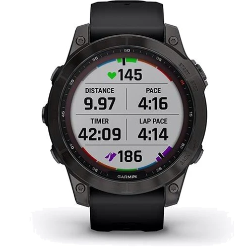 Смарт-часы Garmin Fenix 7 Sapphire Solar Carbon Grey DLC Titanium with Black Band (010-02540-21): Цвет ремешка черный