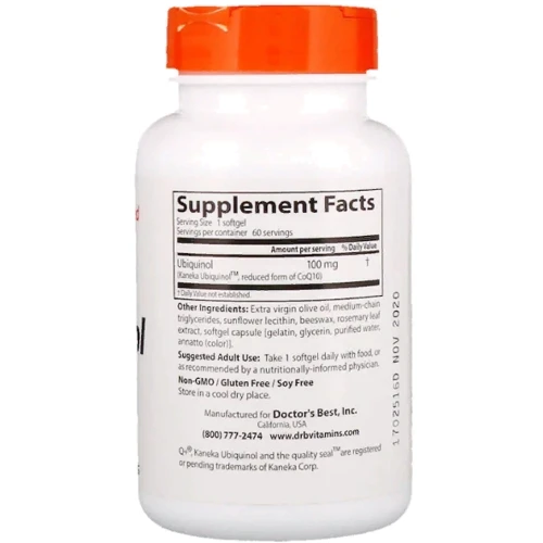 Doctor's Best, Ubiquinol with Kaneka, 100 mg, 60 Softgels (DRB-00205)