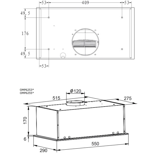 Вытяжка Amica OMP6255BG: Управление Механическое