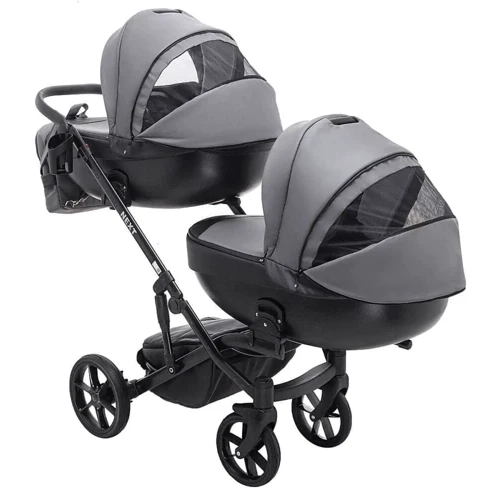 Коляска 2 в 1 для двійні Bair Next DUO Шкіра 100% 25 графіт: Стать дитини Для девочек, Для мальчиков, Унисекс