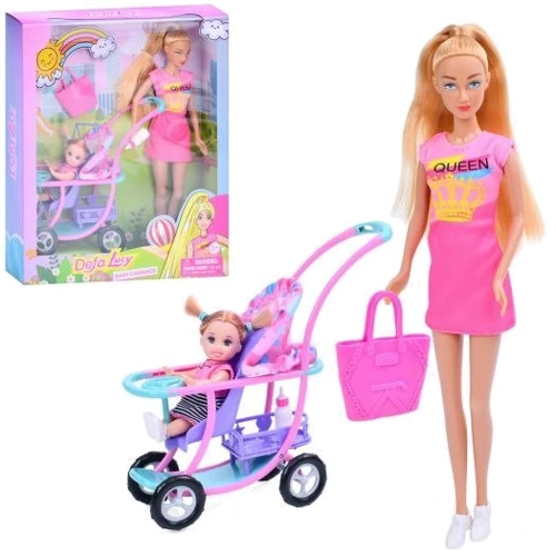 Лялька Defa Lucy з дочкою 29 см коляска, сумка (8524)