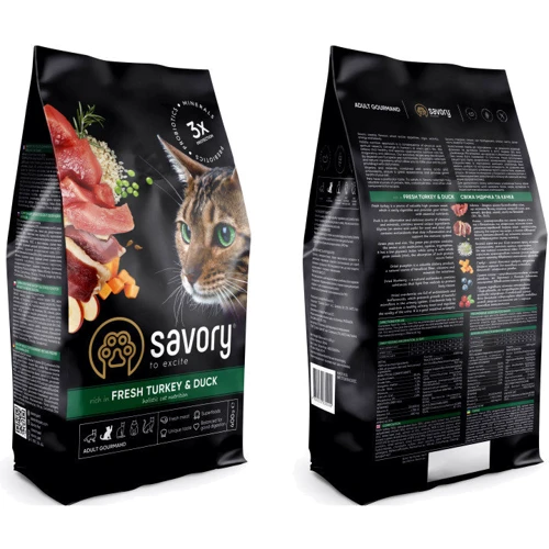 Сухой корм Savory для кошек со свежим мясом индейки и уткой, 400 г (4820232630044): Тип Сухой корм