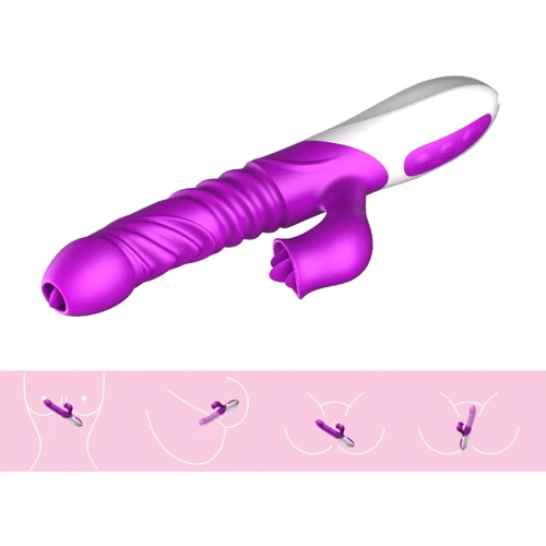 Вибратор с ротацией, толчками и подогревом BOSS Foxshow Vibrator Purple
