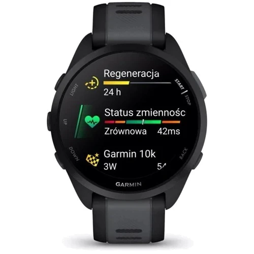 Смарт-часы Garmin Forerunner 165 Black/Slate Grey (010-02863-20): Фитнес-функции Подсчет калорий, Альтиметр, GPS-модуль, Пульсоксиметр, Шагомер, Пульсометр