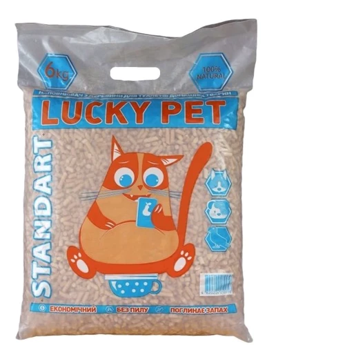 Наповнювач для котячого туалету Lucky Pet стандарт Деревний поглинаючий 6 кг (4820224210056)