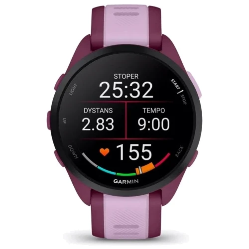 Смарт-годинник Garmin Forerunner 165 Music Berry/Lilac (010-02863-33): Дисплей 1.2" AMOLED (390x390)