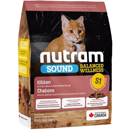 Сухий корм для кошенят Nutram S1 Sound Balanced Wellness Kitten з куркою та лососем 5.4 кг (S1_(5.4kg))