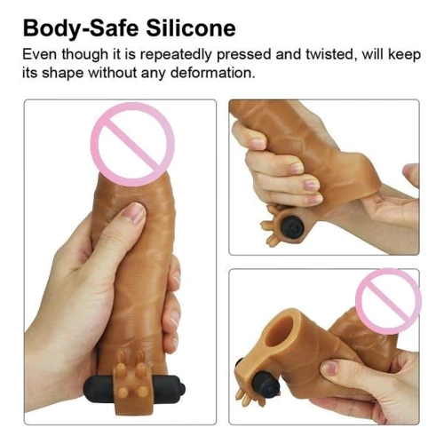 Насадка с вибрацией LoveToy Add 1.5" Vibrating Silicone Extender, Brown