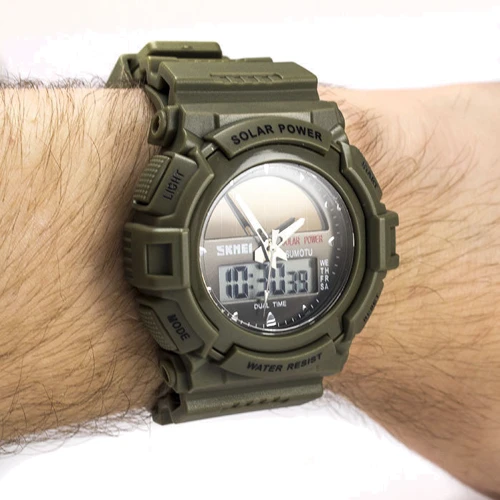 Наручний годинник Skmei 1050 Army Green: Тип циферблата Комбінований (аналого-цифровий)