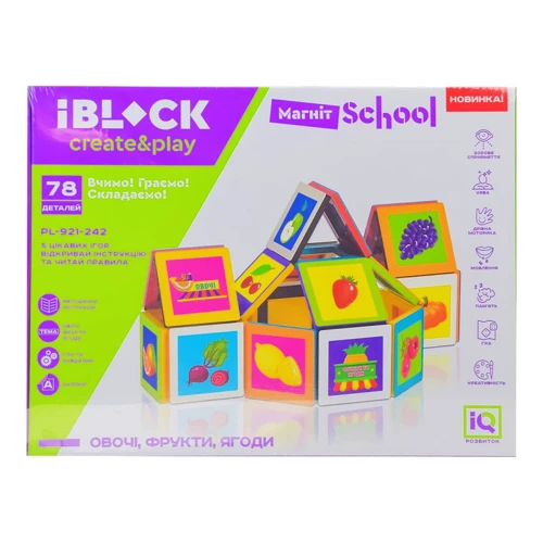 Конструктор магнитный Iblock 78 деталей Инструкция в электронном в виде с развивающими играми (PL-921-242)