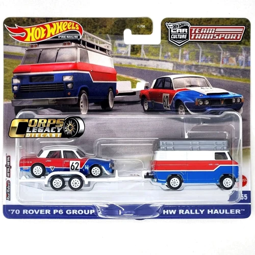 Коллекционная модель машинки Hot Wheels Car Culture 1970 Rover P6 Group 2 и HW Rally Hauler (FLF56/HKF45)