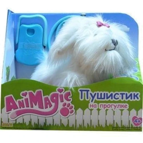 Интерактивная игрушка AniMagic "Пушистик на прогулке" Белый с синим поводоком (30558-1): undefined undefined