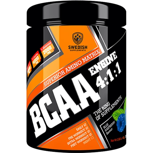Амінокислота для спорту Swedish Supplements BCAA Engine 4:1:1 400 g /30 servings/ Blue Raspberry