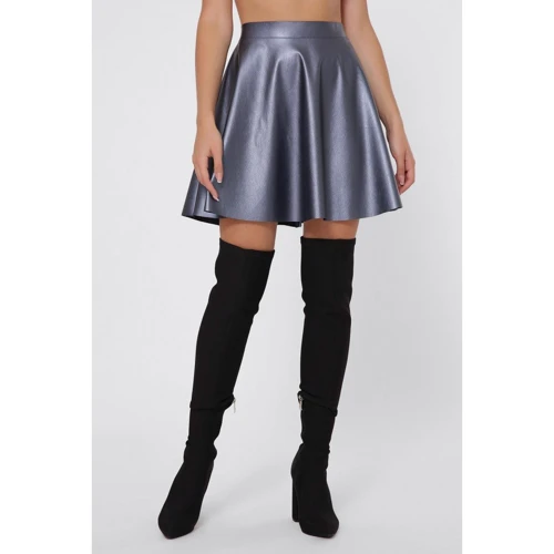 Юбка FashionUp YUB-1007C 42 синяя металлик клеш до середины бедра