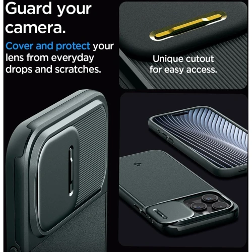 Чехол для iPhone Spigen Optik Armor MagFit Abyss Green (ACS06600) for iPhone 15 Pro Max: Материалы поликарбонат и полиуретан