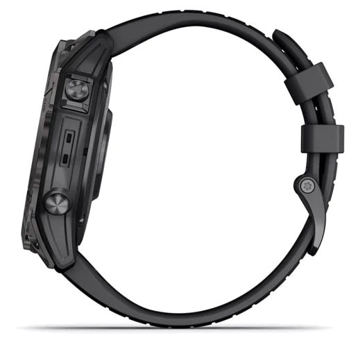 Смарт-часы Garmin Fenix 7X Pro Sapphire Solar Carbon Grey DLC Titanium with Black Band (010-02778-11): Особенности Тактические, Гибридные, Барометр, Фонарик, Бесконтактная оплата, MP3-плеер, Водонепроницаемые, Большой экран, Металлический корпус, С сапфировым стеклом, Солнечная батарея, С большой автономностью