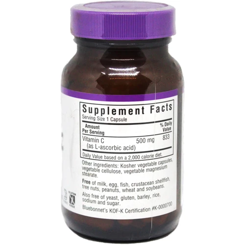 Bluebonnet Nutrition Vitamin С, 500 mg, 90 Vegetable Capsules (BLB0510): Тип Витамин C