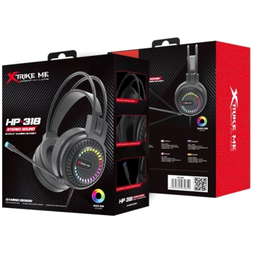 Навушники Xtrike Me HP-318 USB+3.5mm RGB Black фото 5
