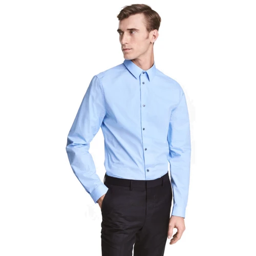 Рубашка H&M 4522444 48 голубая с длинным рукавом