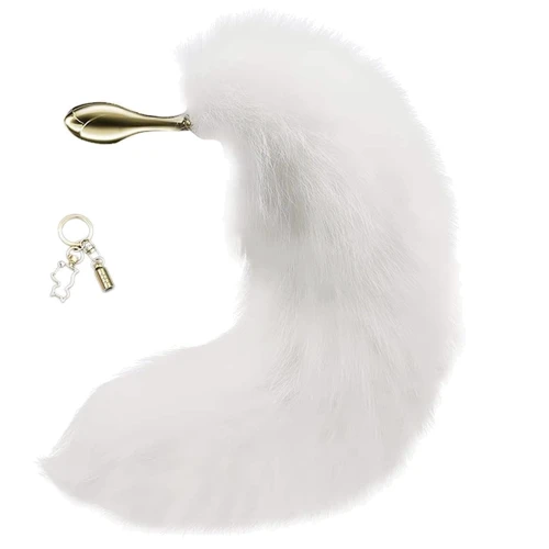 Анальная пробка LOCKINK Sevanda White Fox-Tail Anal Rose-shape Plug