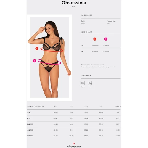Комплект белья Obsessive Obsessivia black S/M