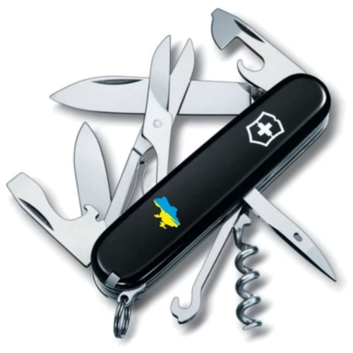 Мультитул Victorinox Climber Ukraine 91мм/14 функций/черный /Карта Украины (1.3703.3_T1166u)