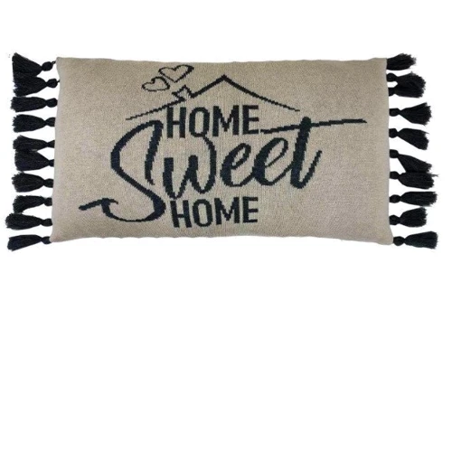 Подушка Прованс в'язана 30х45 "Home, sweet home" Сіра (16 пензликів) (4823093434530)