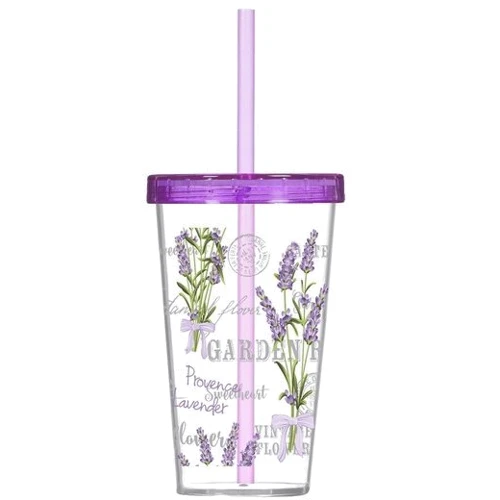 Стакан HEREVIN LAVANDA 0.66л с трубочкой (161448-004)