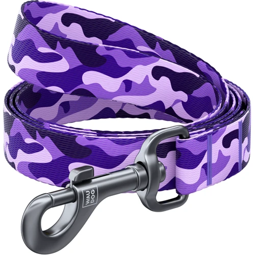 Поводок WAUDOG Nylon, рисунок "Фиолетовый камо" 25 мм 122 см разноцветный (4387)