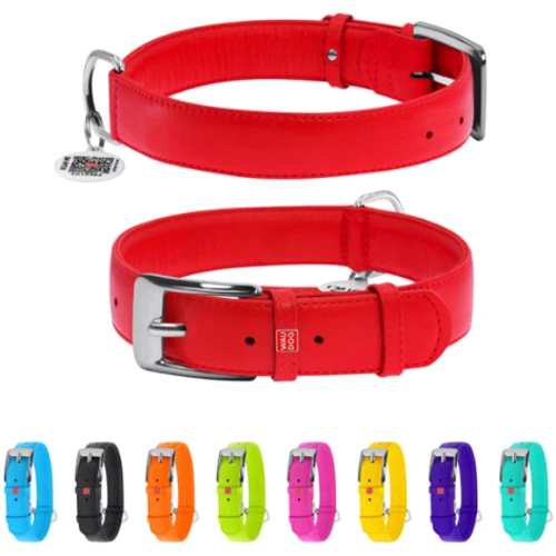 Ошейник WAUDOG Glamour без украшений красный 35 мм 46-60 см с QR паспортом (33223): Производитель WAUDOG