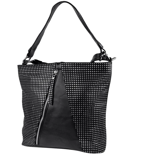 Жіноча сумка-мішок Laskara чорна (LK-10252-black-point)