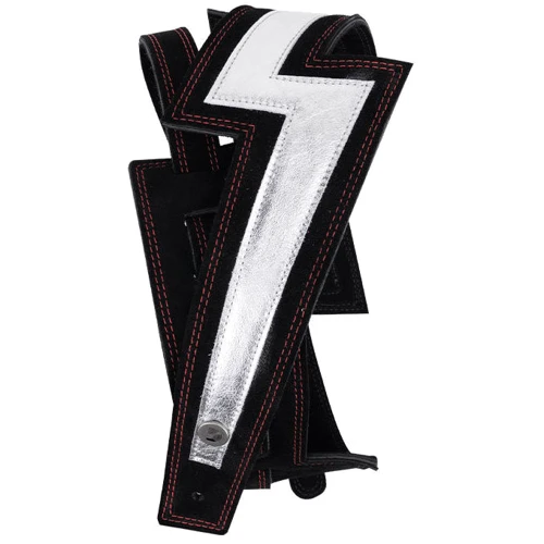 Ремень гитарный D`ADDARIO 25LNBT00 Lightning Bolt Suede Guitar Strap (Silver)