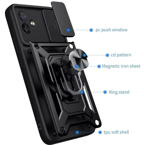 Чохол для телефона Mobile Case Camshield Serge Ring Black для Samsung A065 Galaxy A06: Матеріал TPU+PC, Пластик