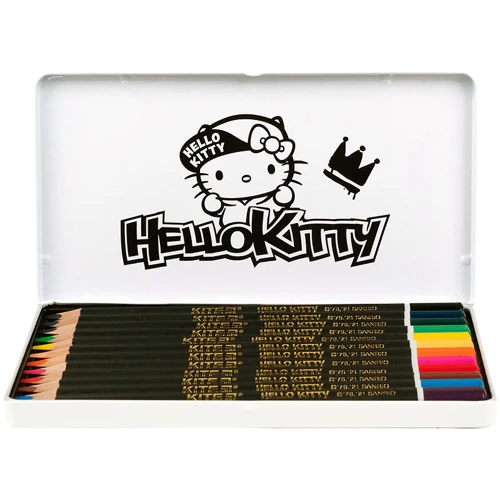 Олівці кольорові Kite Hello Kitty 12 кольорів у металевому пеналі (HK21-058): Ліцензія Hello Kitty