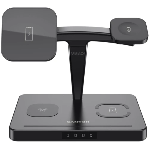 Зарядное устройство Canyon Dual Wireless Charger WS-404 4in1 36W Black (CNS-WCS404B) for iPhone 16 I 15 I 14 I 13 I 12 series, Apple Watch and Apple AirPods