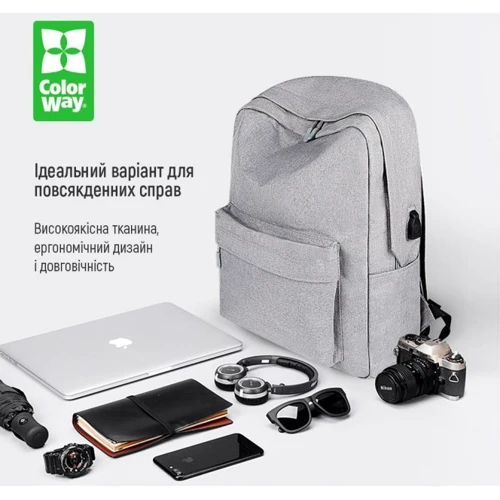 Сумка для ноутбуков ColorWay 15.6" Casual Grey (CW-BPC156-GR) фото 8
