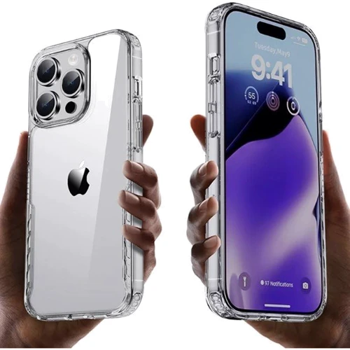 Чехол для iPhone Mobile Case TPU+PC Multi-Color Clear for iPhone 15 Pro Max: Материалы поликарбонат и полиуретан