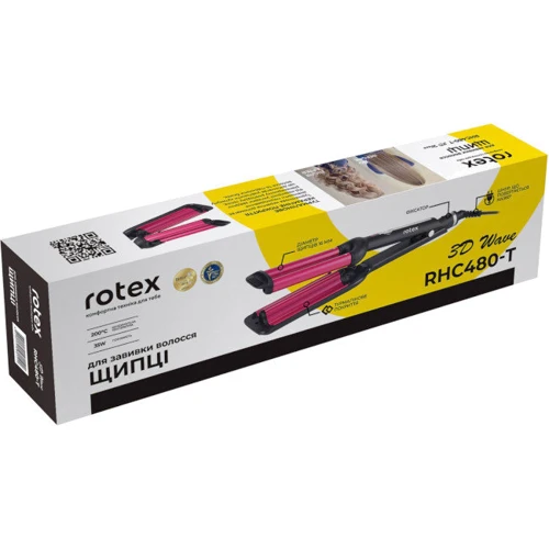 Тройная плойка Rotex RHC480-T 3D Wave: Для создания Крупных локонов, Волнистых волос