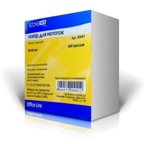 Комплект бумаги для заметок Economix, белый, 85х85, 400 л., 10 упаковок (E20941)