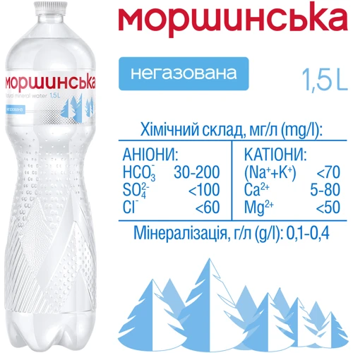 Вода Моршинська минеральная природная столовая негазированная 6х1.5 л (DS48200170007106): Вид Вода