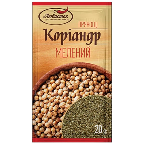 Упаковка Коріандр мелений Любисток 25х20 г (УП4820076012389)