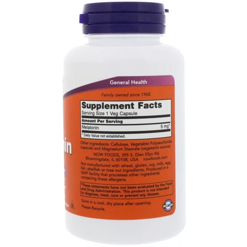 NOW Foods MELATONIN 5 mg VCAPS 60 VCAPS Мелатонін: Форма випуску капсули
